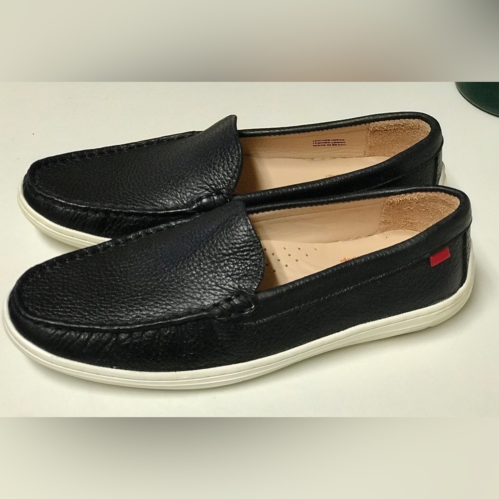 Women's 5.5 Handmade in Brazil Black Pebbled Leather MARC JOSEPH Loafers Shoes